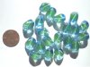 20 15x10mm Two Tone Blue Green Nuggets